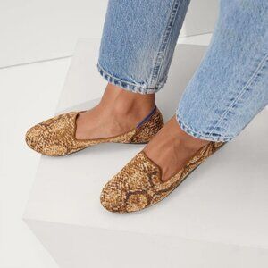Rothy’s The Loafer in Bronze Metallic Python Slip On Flats Size 8.5